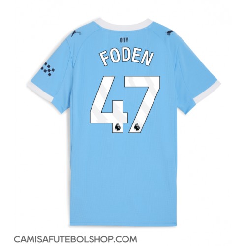 Camisa de time de futebol Manchester City Phil Foden #47 Replicas 1º Equipamento Feminina 2025-26 Manga Curta
